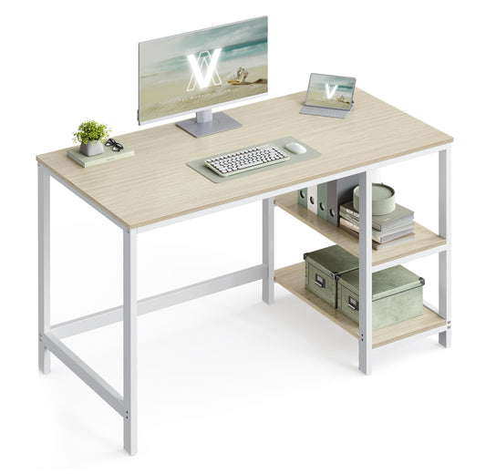 „VASAGLE Computertisch 120x60x76 cm – moderner Stil, naturbeige-perlweiß“